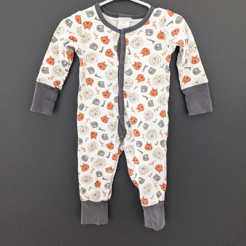 Animal print snap up footless sleeper/footie